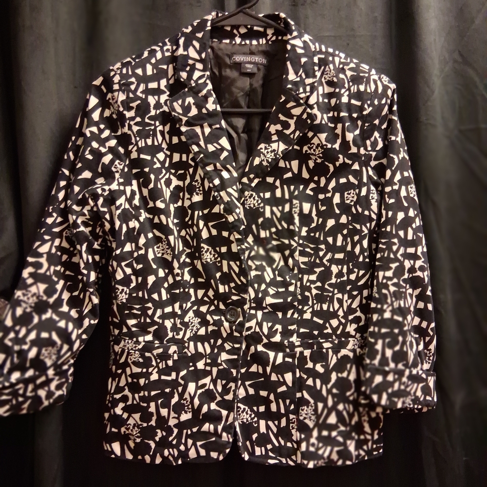 Women's Black and White Patterned Jacket